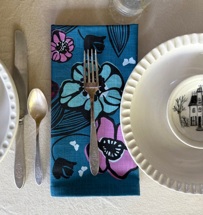 floral cloth napkin set single table top