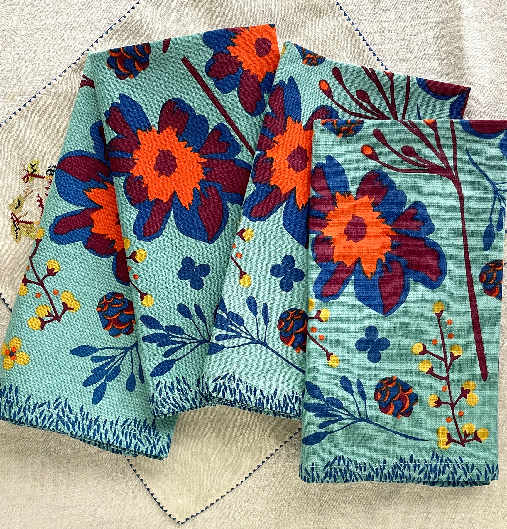 floral cloth napkin set