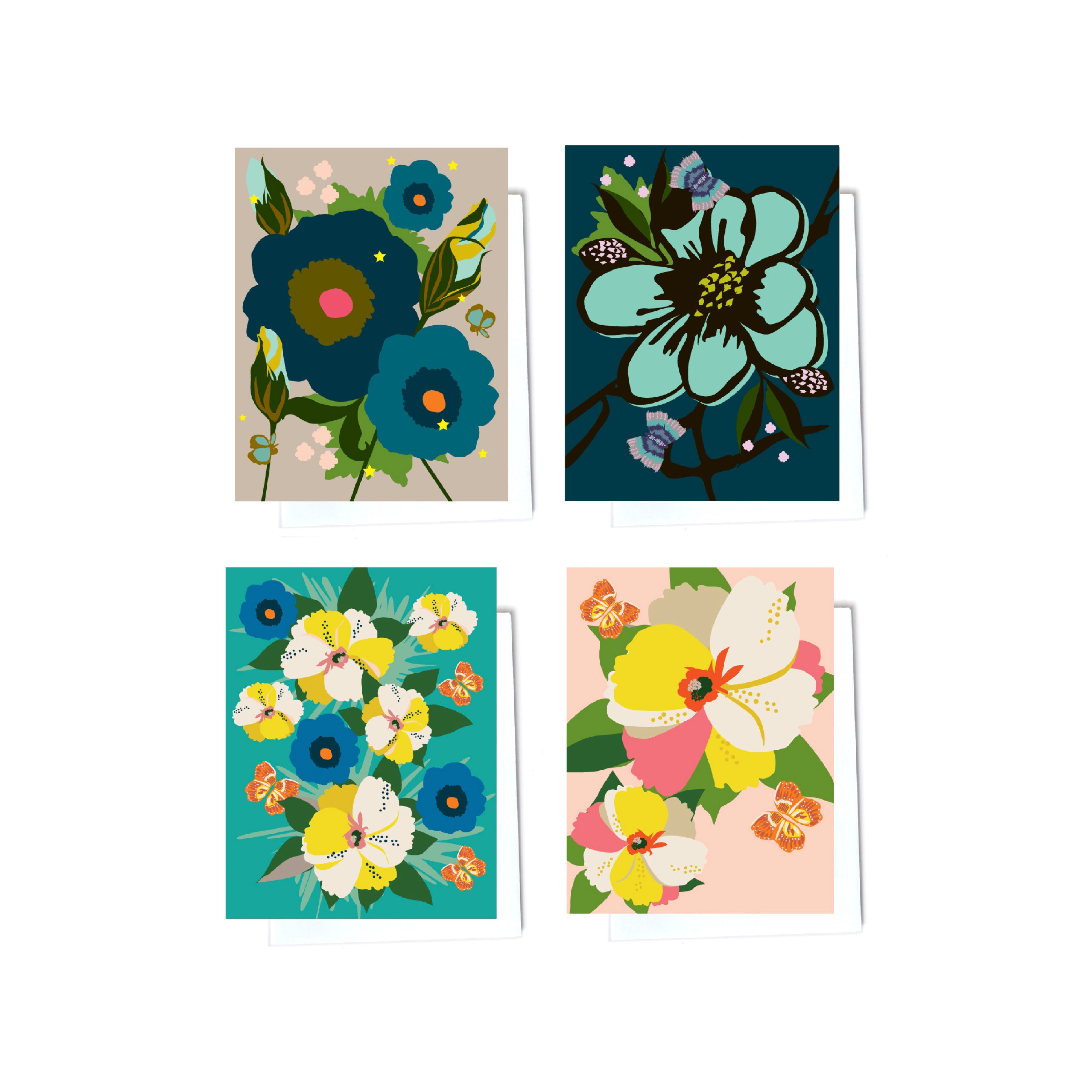 Floral boxed set illustrated cards front