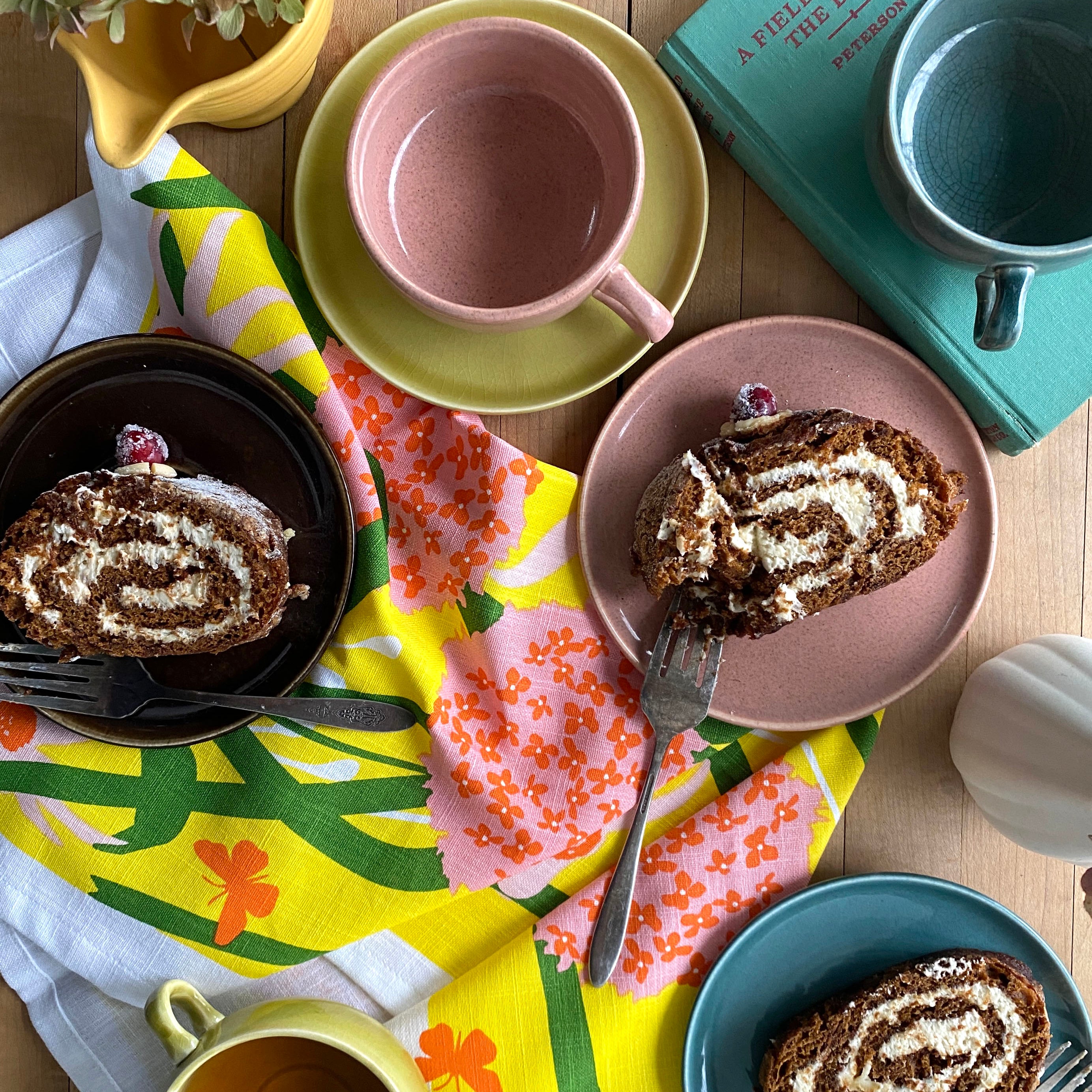 floral tea towel front table top