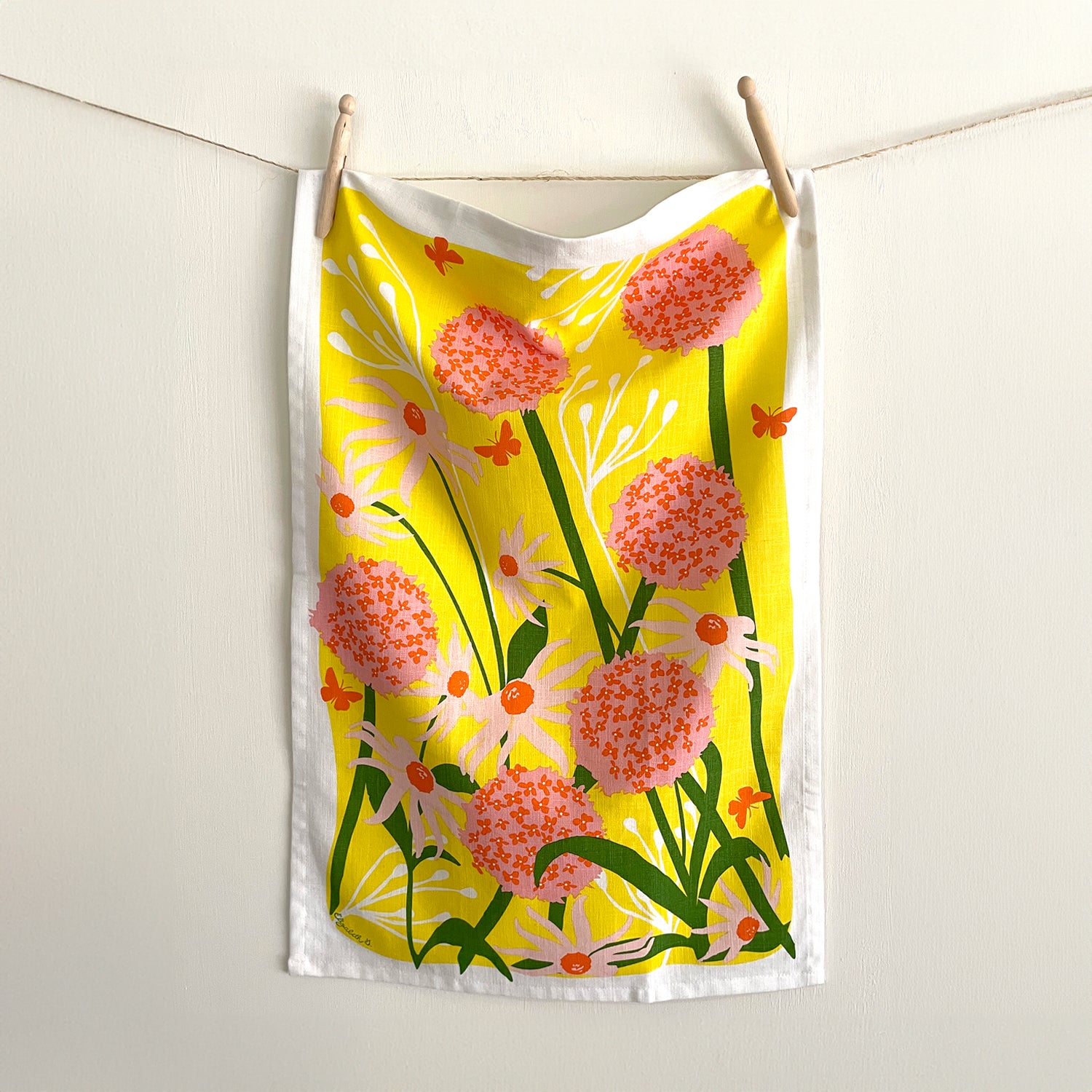 floral tea towel front