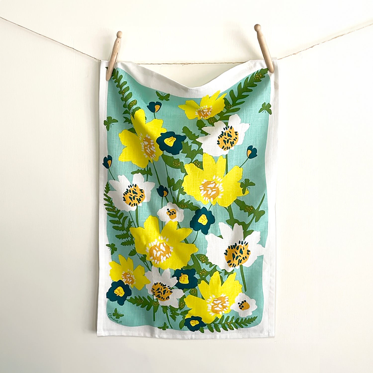 floral tea towel front hung