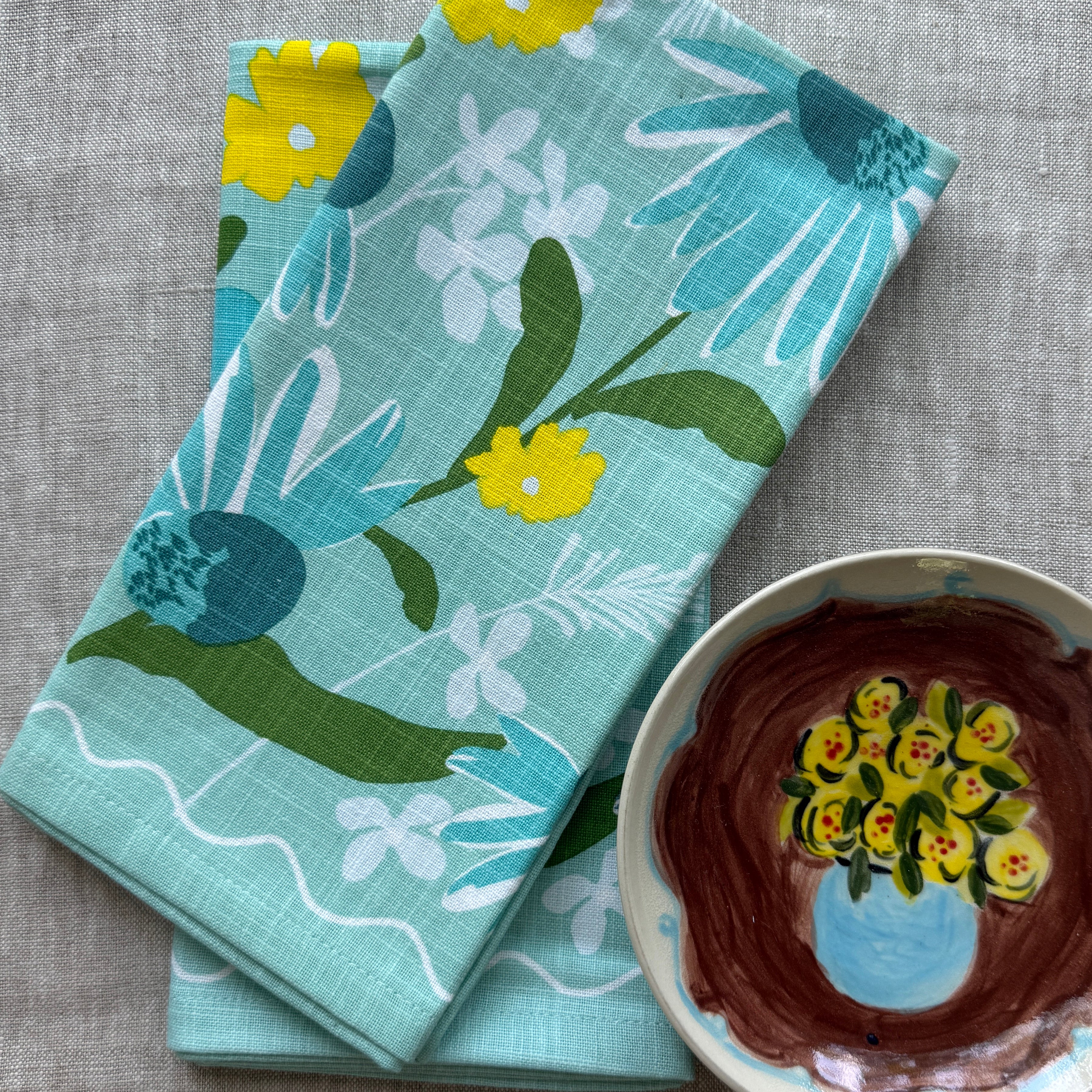 floral cloth napkin set single table top