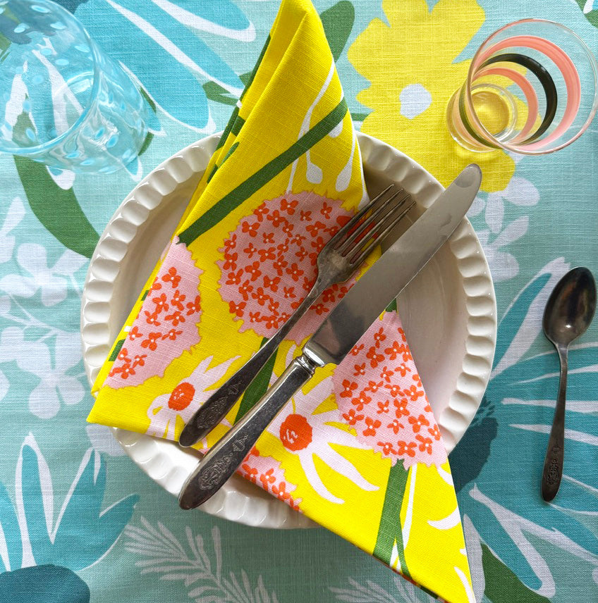 floral cloth napkin set single table top