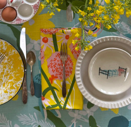 floral cloth napkin set single table top