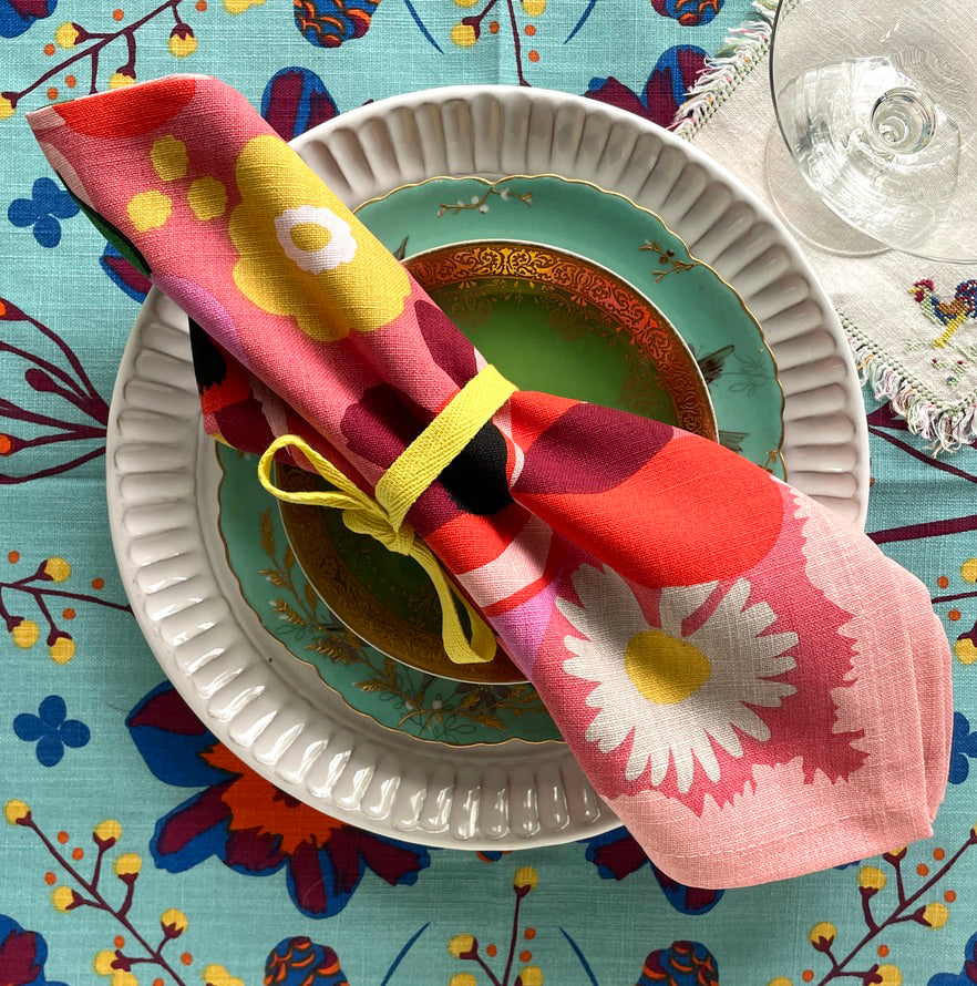 floral cloth napkin set single table top