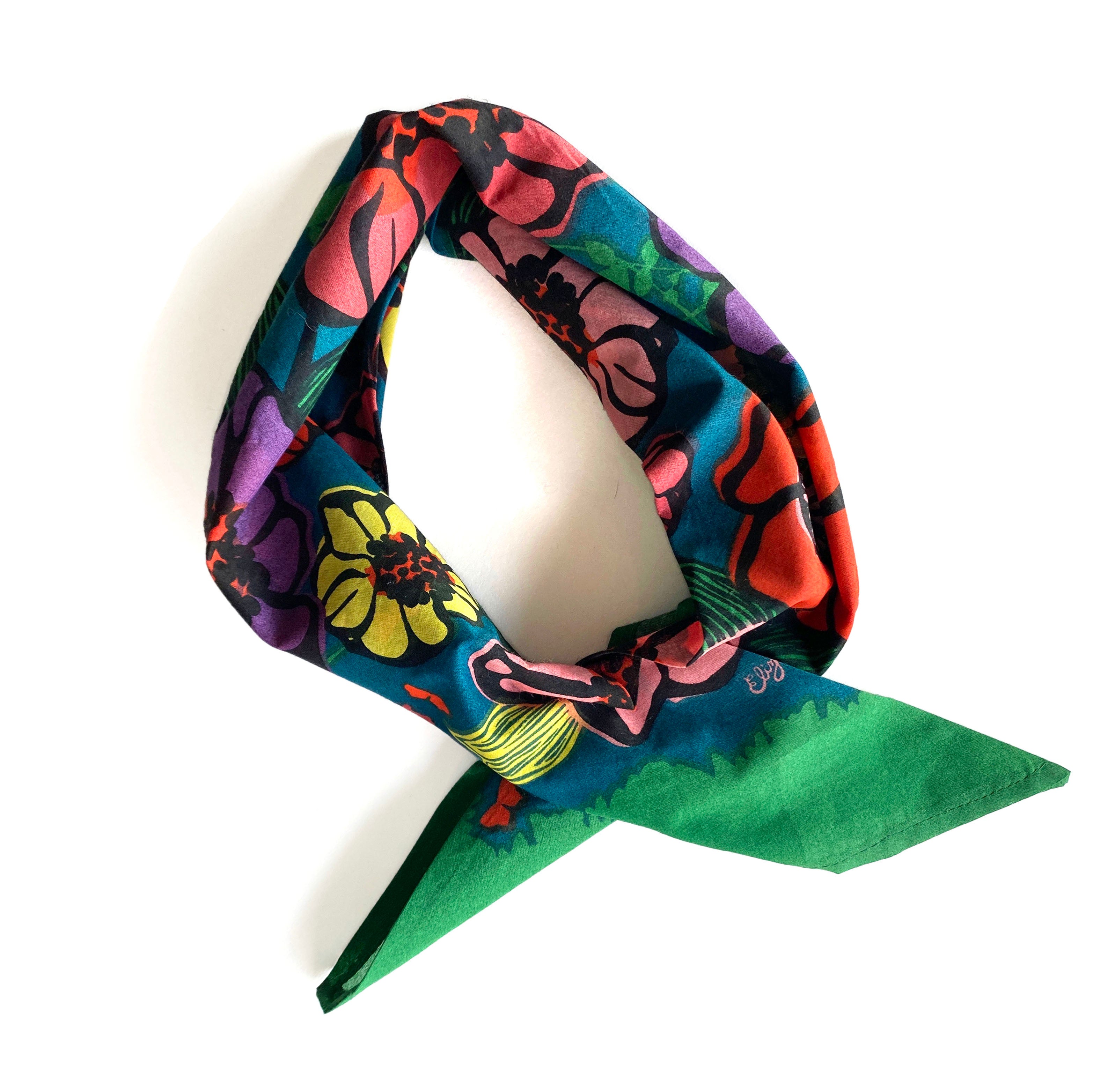 tied floral kerchief 