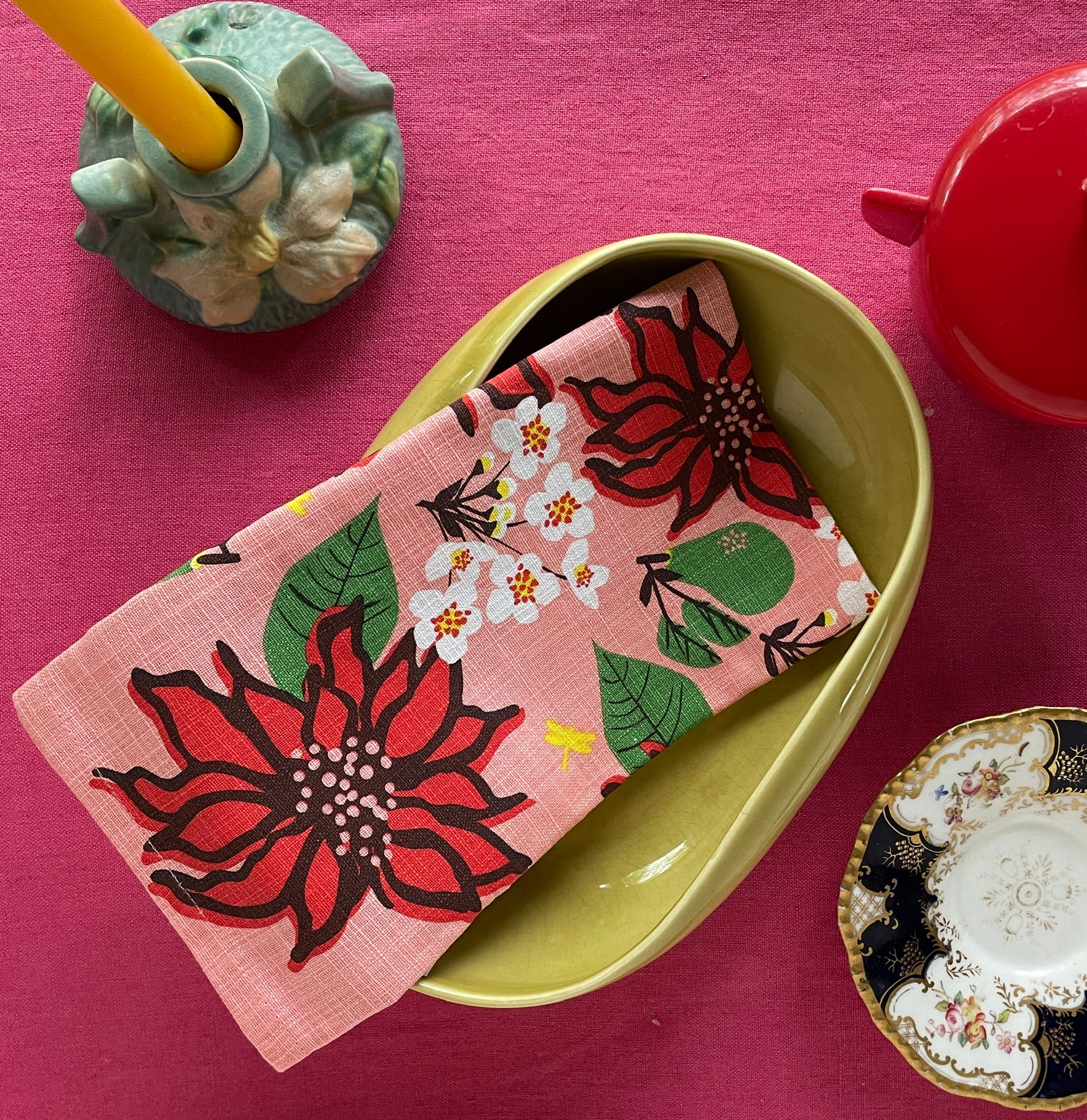 floral cloth napkin set single table top