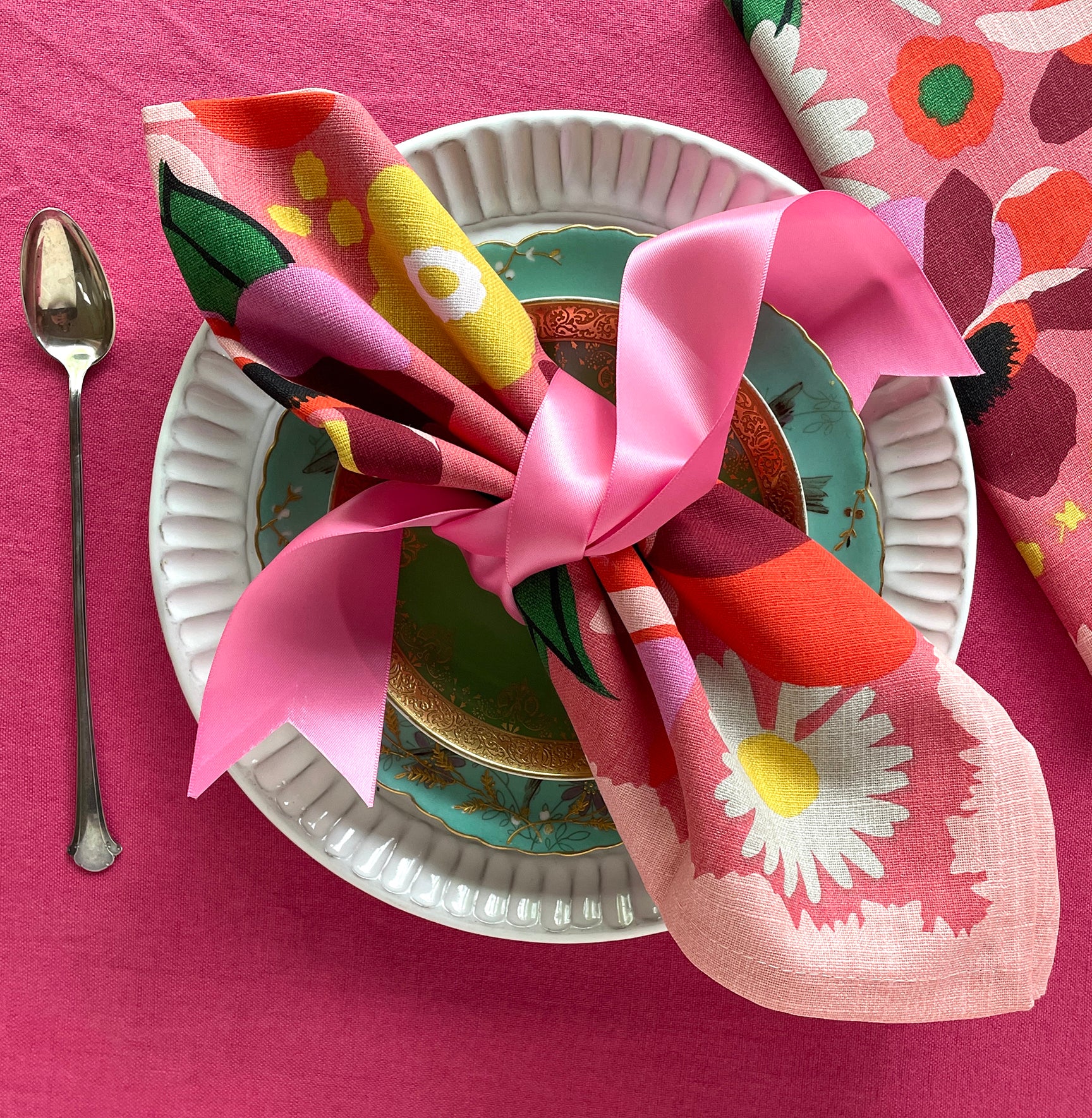 floral cloth napkin set single 