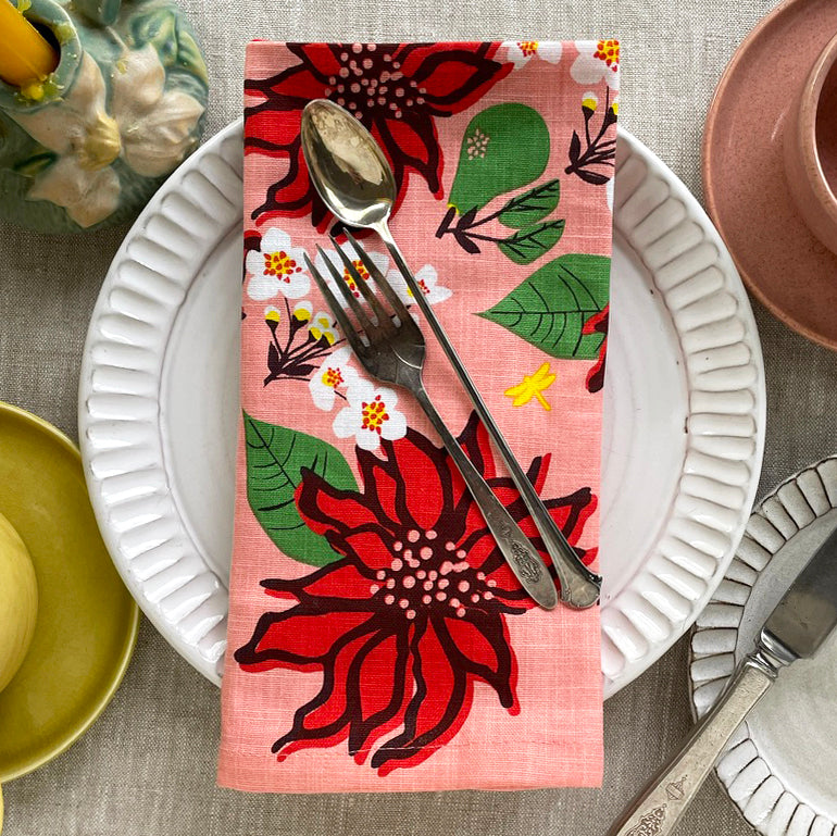 floral cloth napkin set single table top