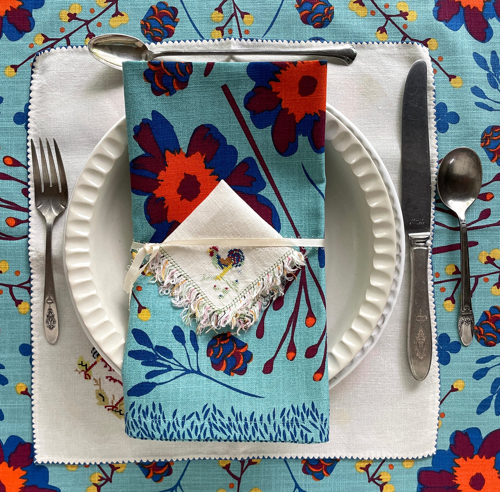 floral cloth napkin set single table top