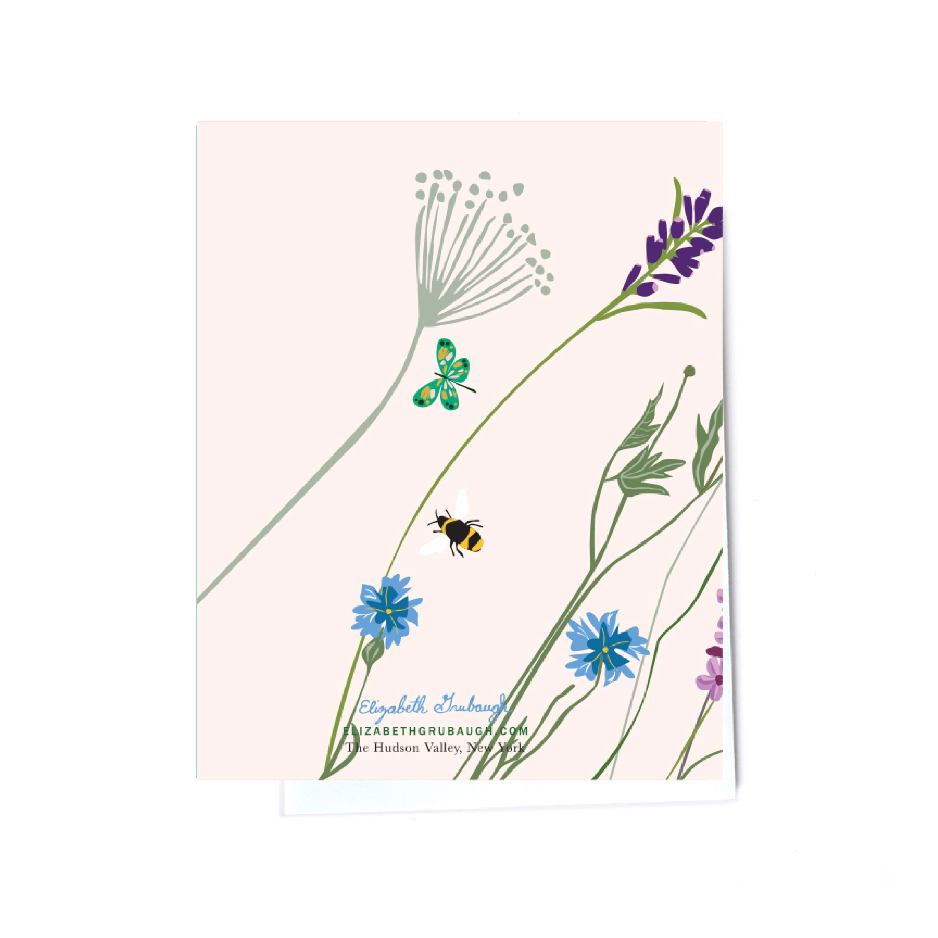 floral illustrated cards back