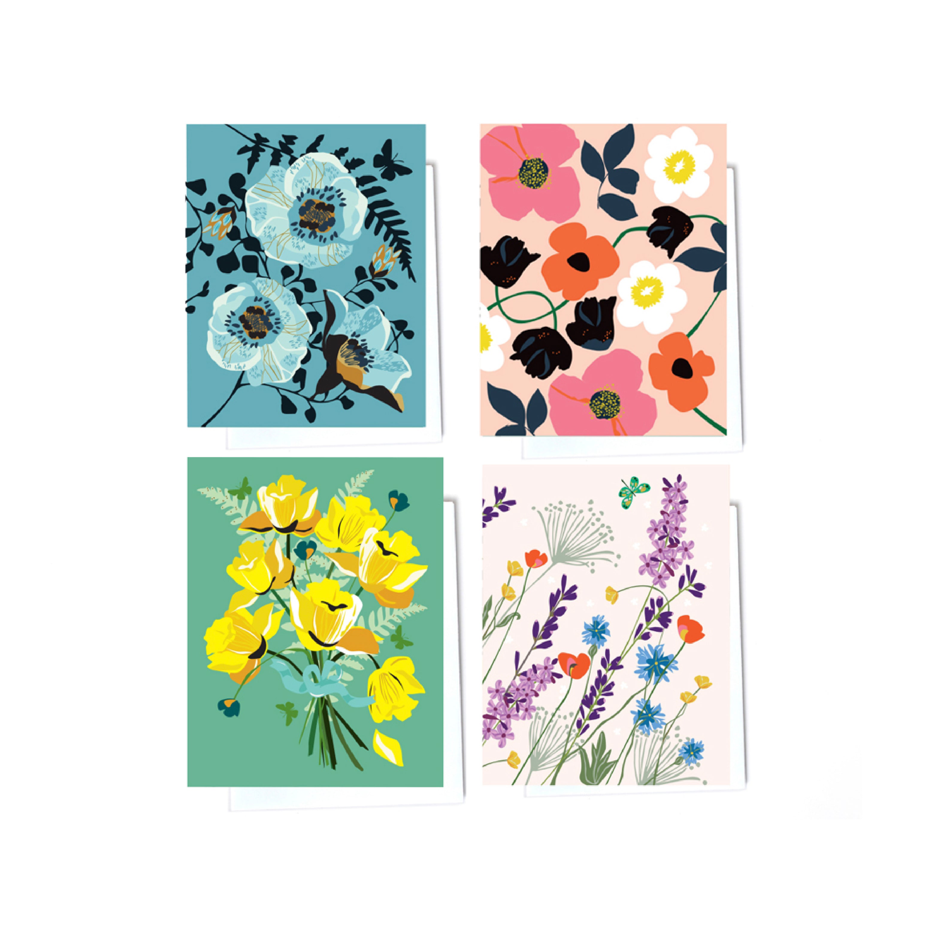 Floral boxed set illustrated cards front