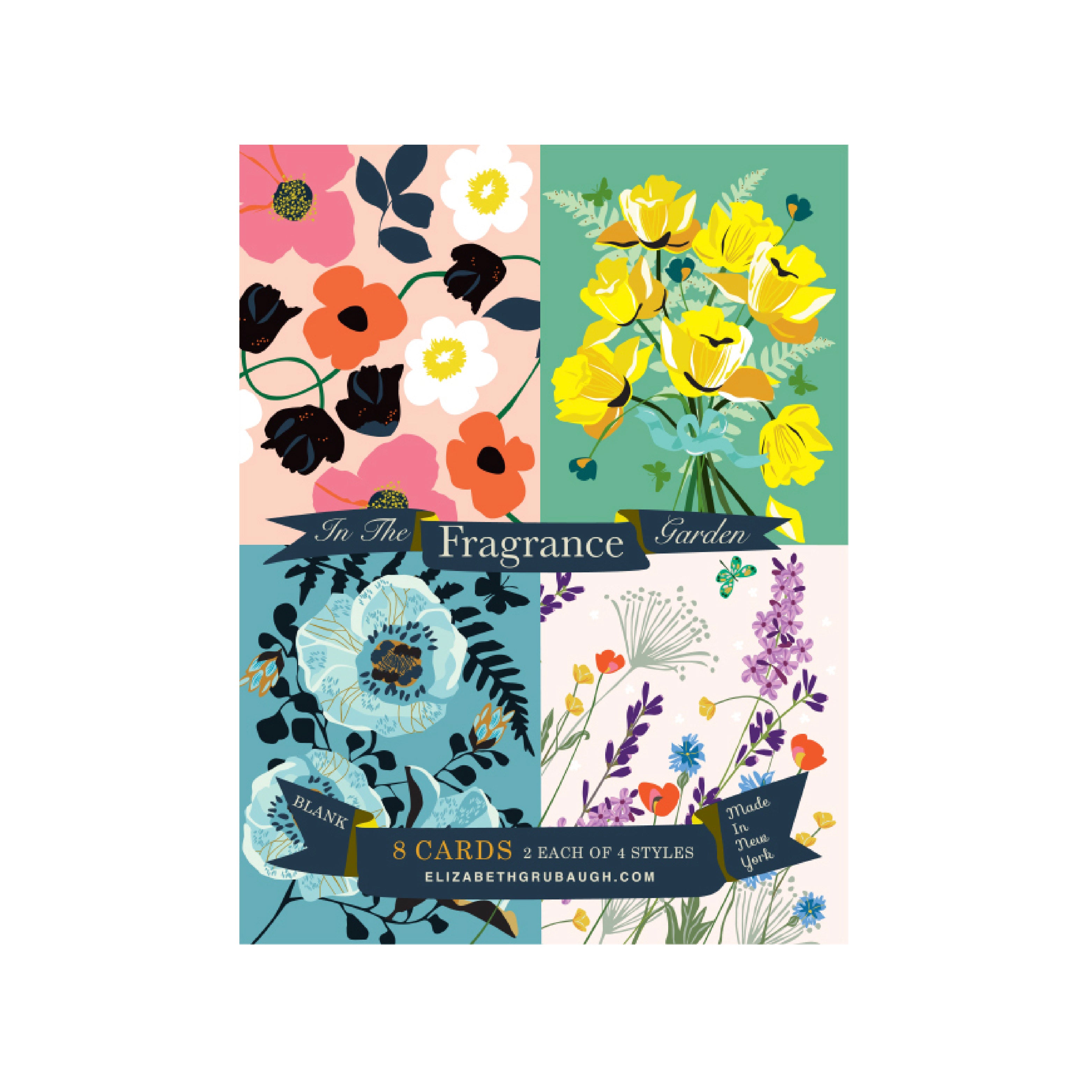 Floral boxed set illustrated cards front