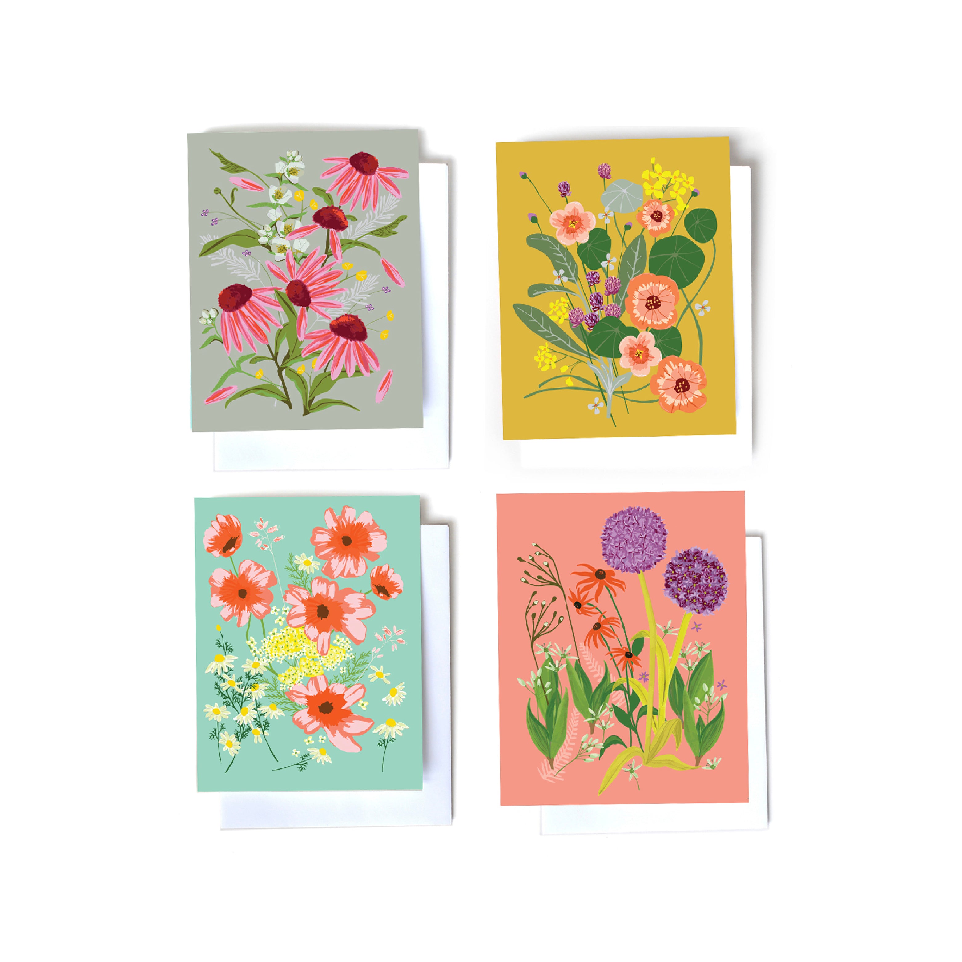 Floral boxed set illustrated cards front