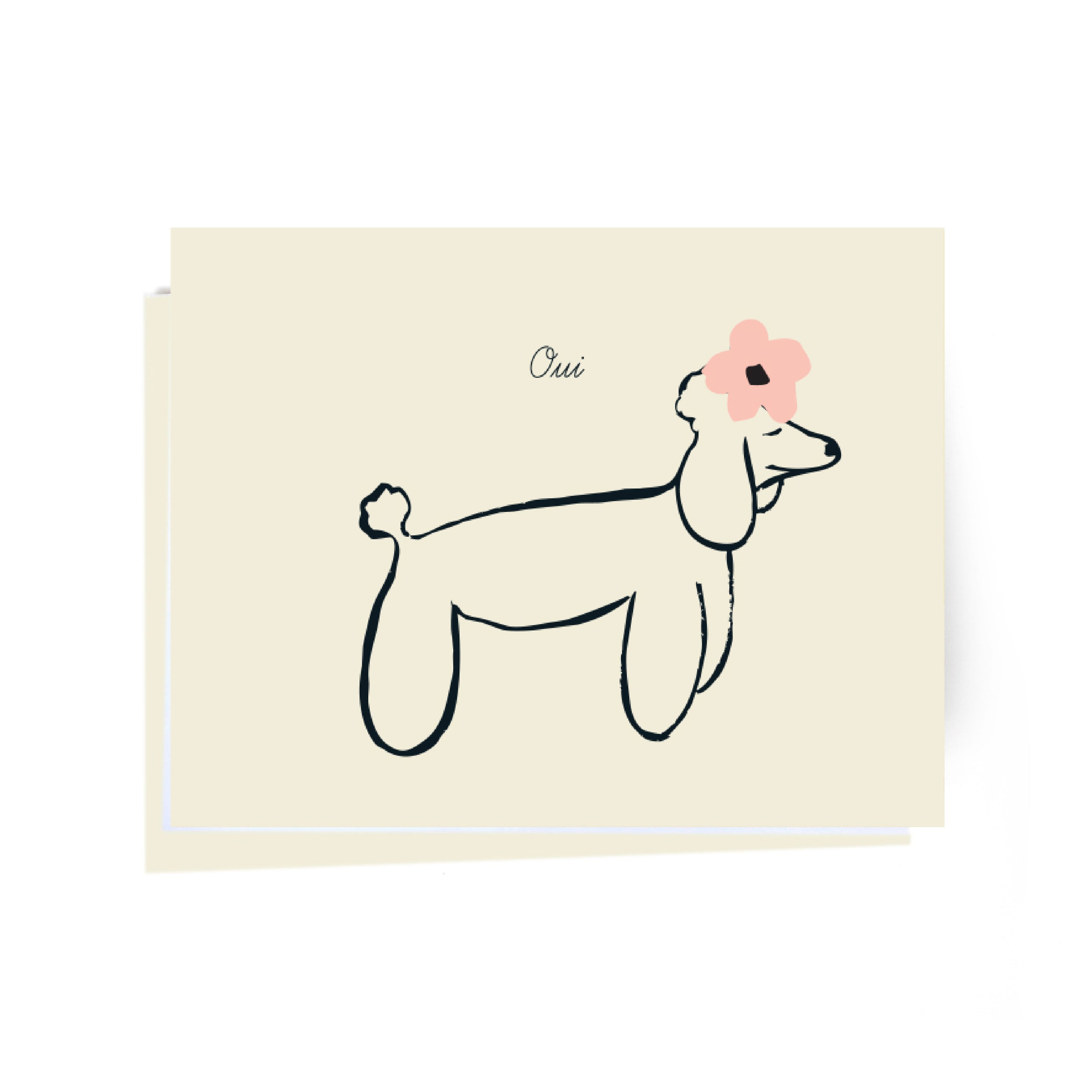 oui dog illustrated cards front