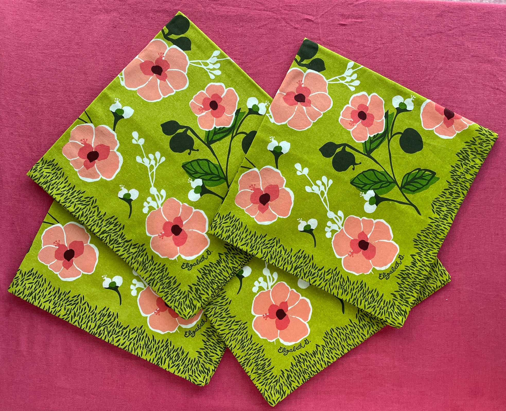 floral cloth napkin set