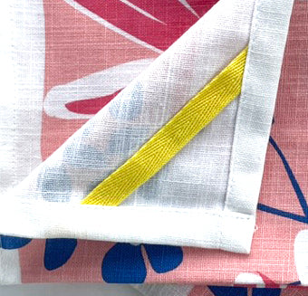 floral tea towel front closeup tag