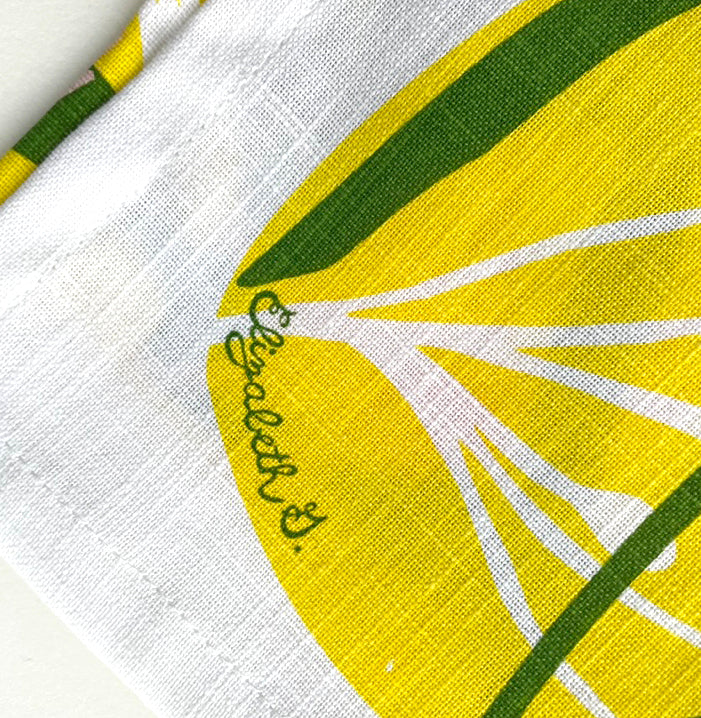 floral tea towel front close up