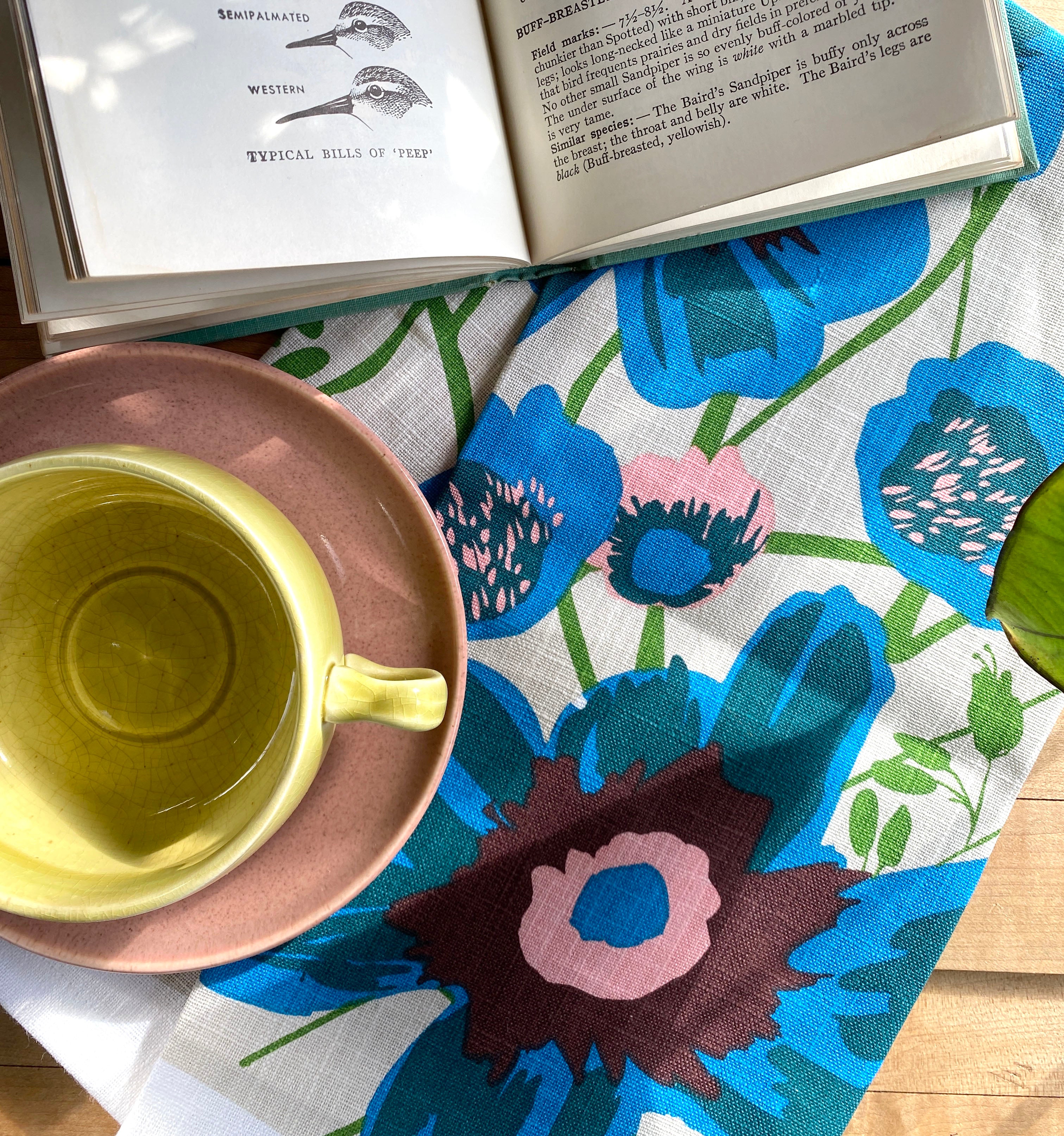 floral tea towel front table top