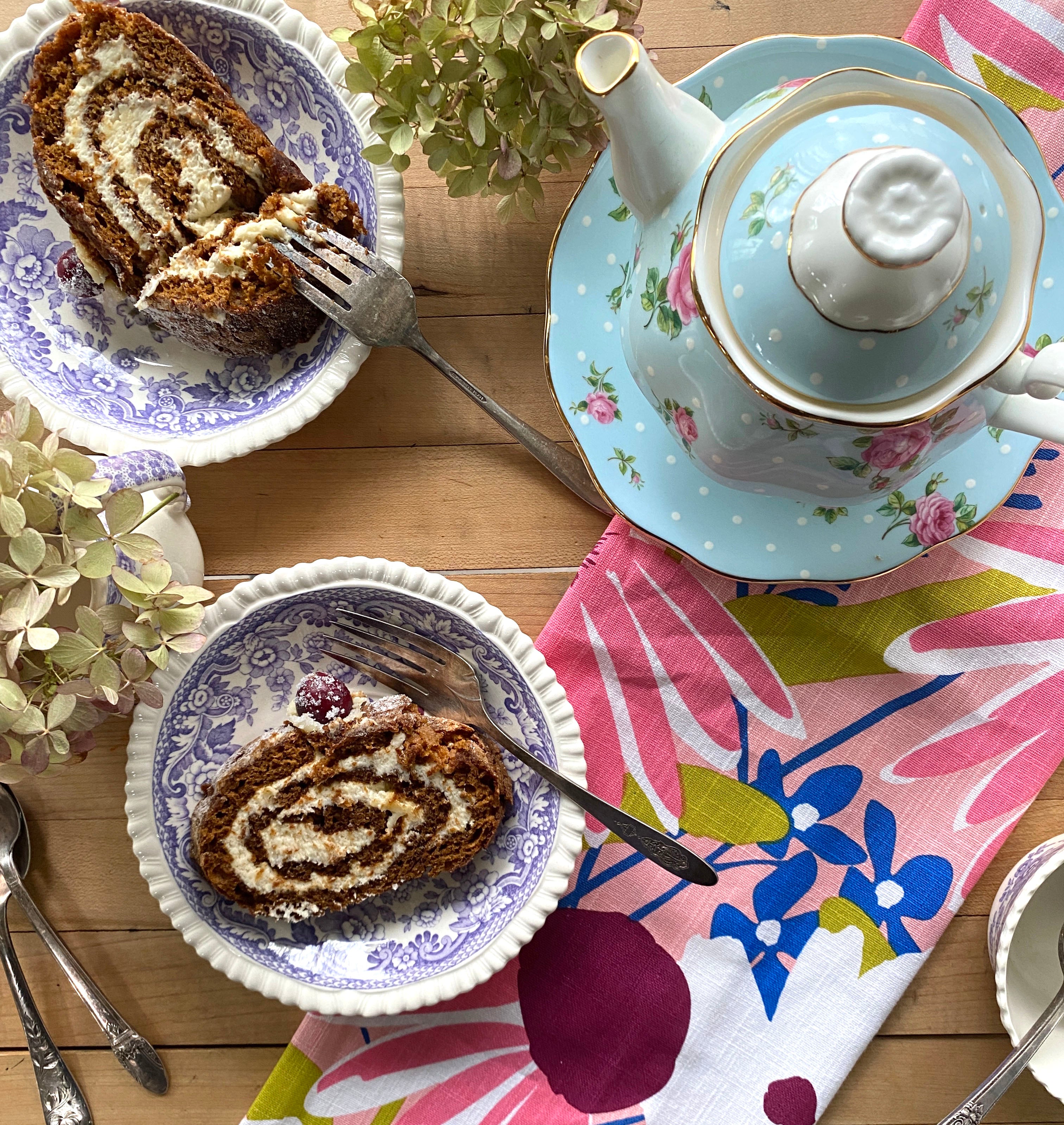 floral tea towel front table top