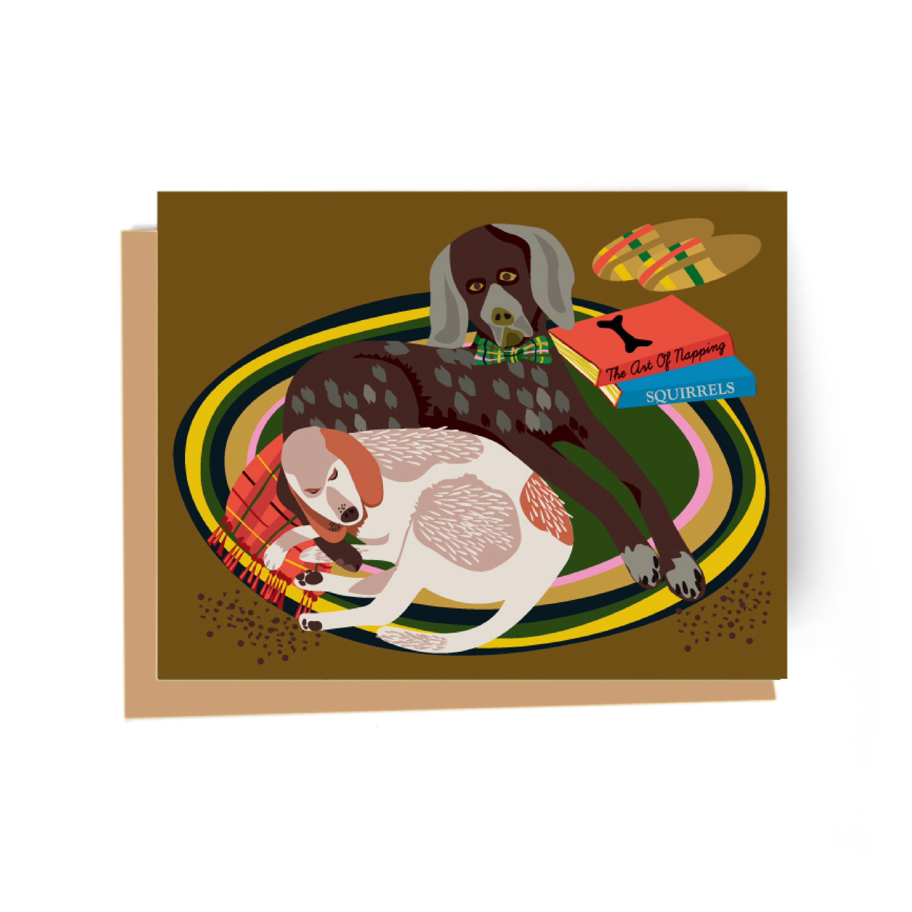 dog nap time illustrated cards front