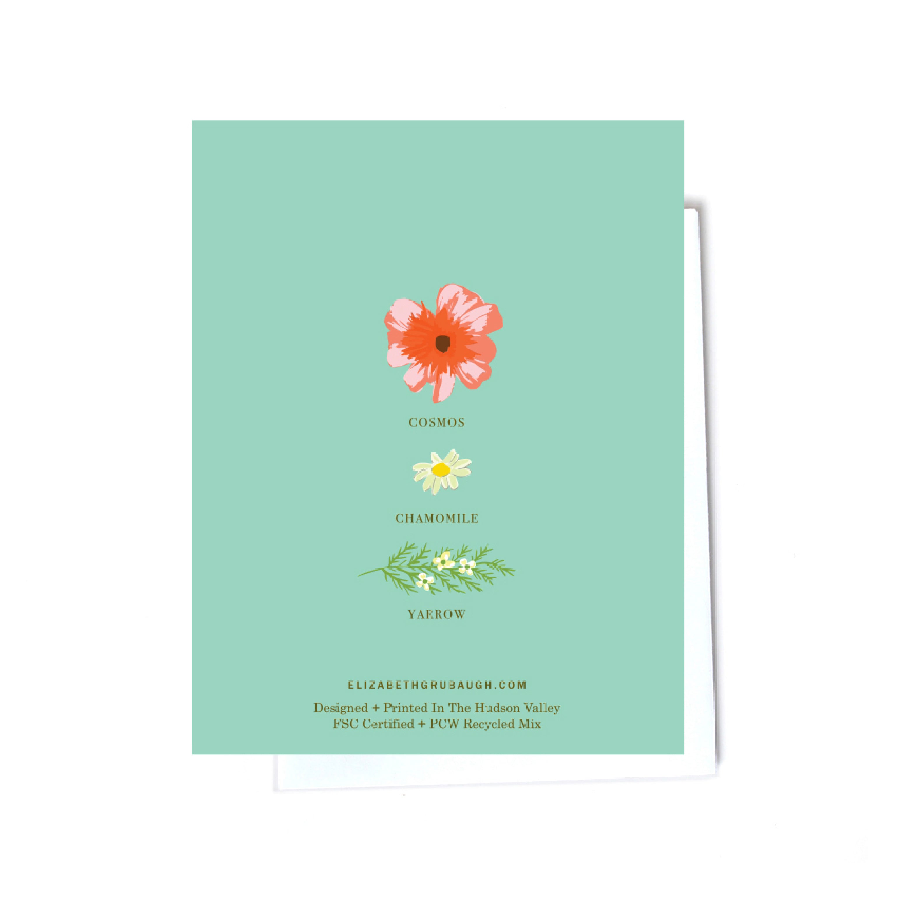 floral illustrated cards back