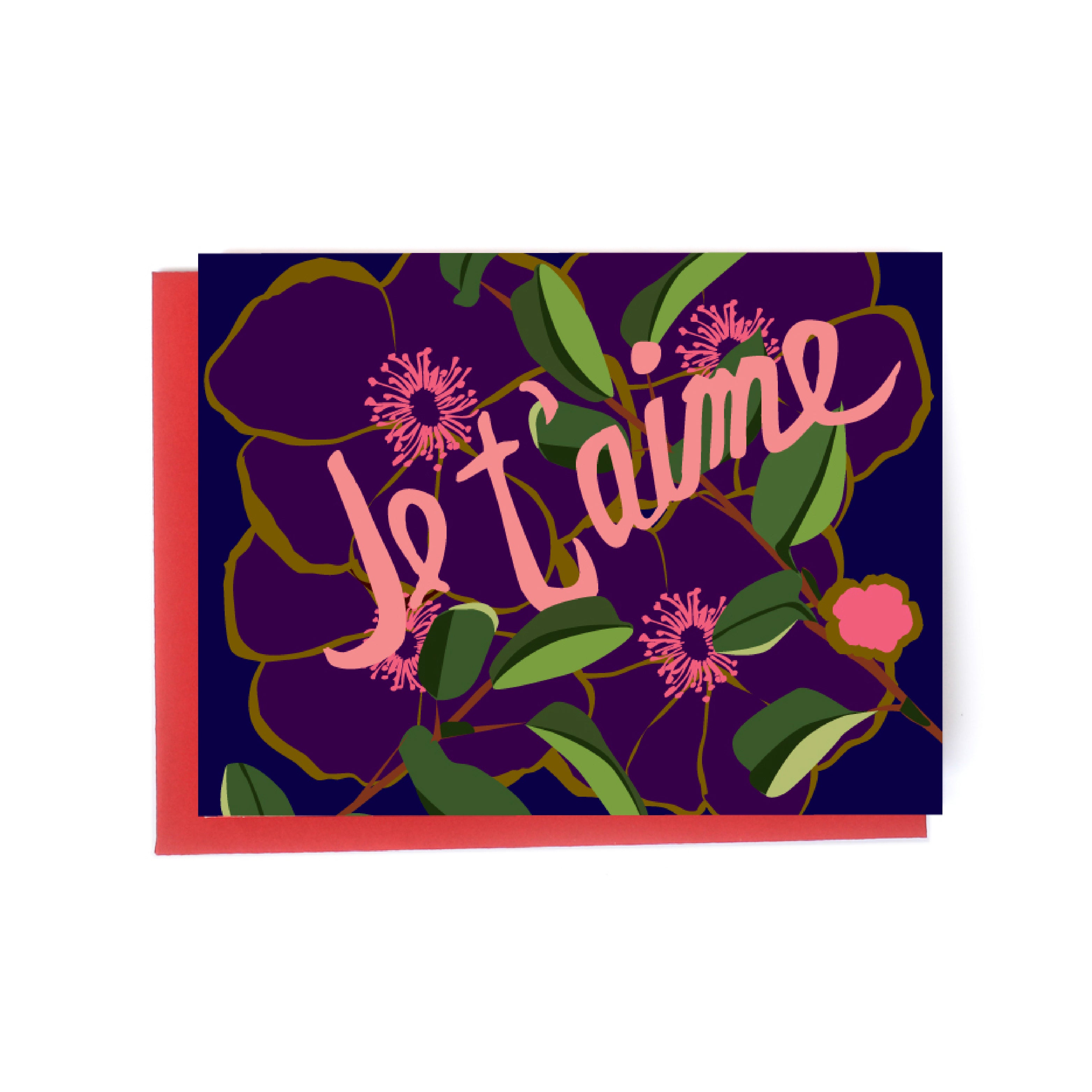 Love and je t'aime illustrated cards front