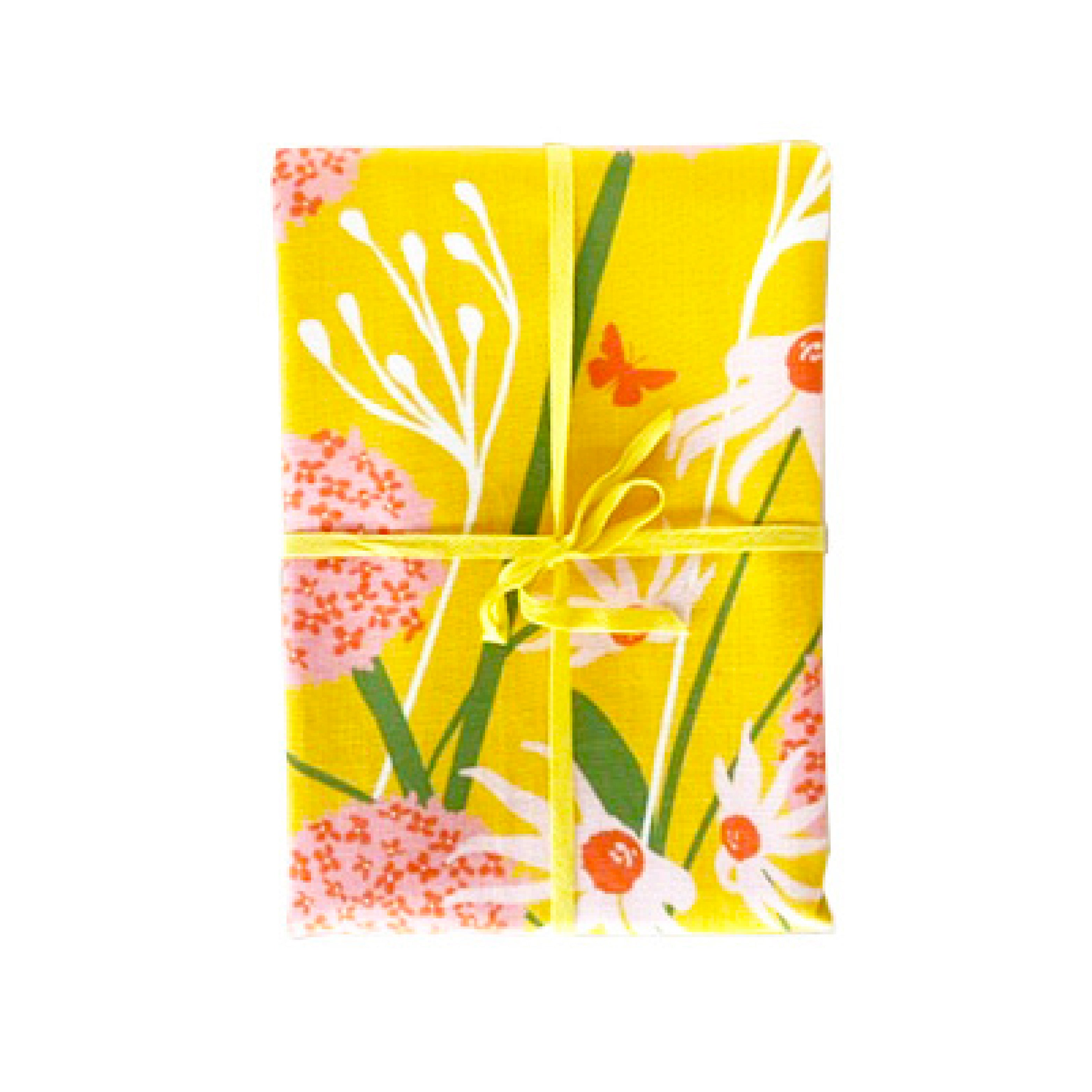 floral tablecloth folded