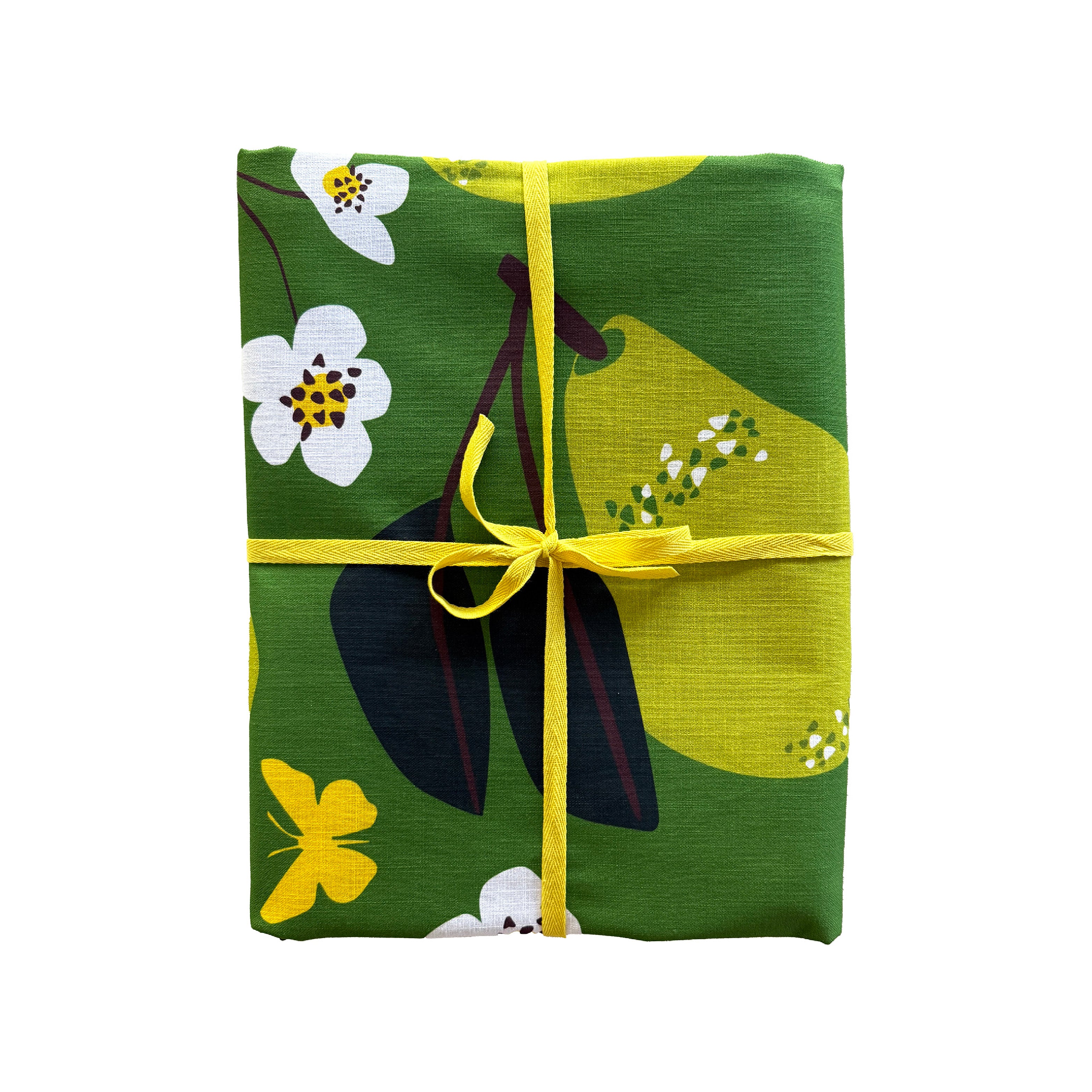 floral tablecloth folded