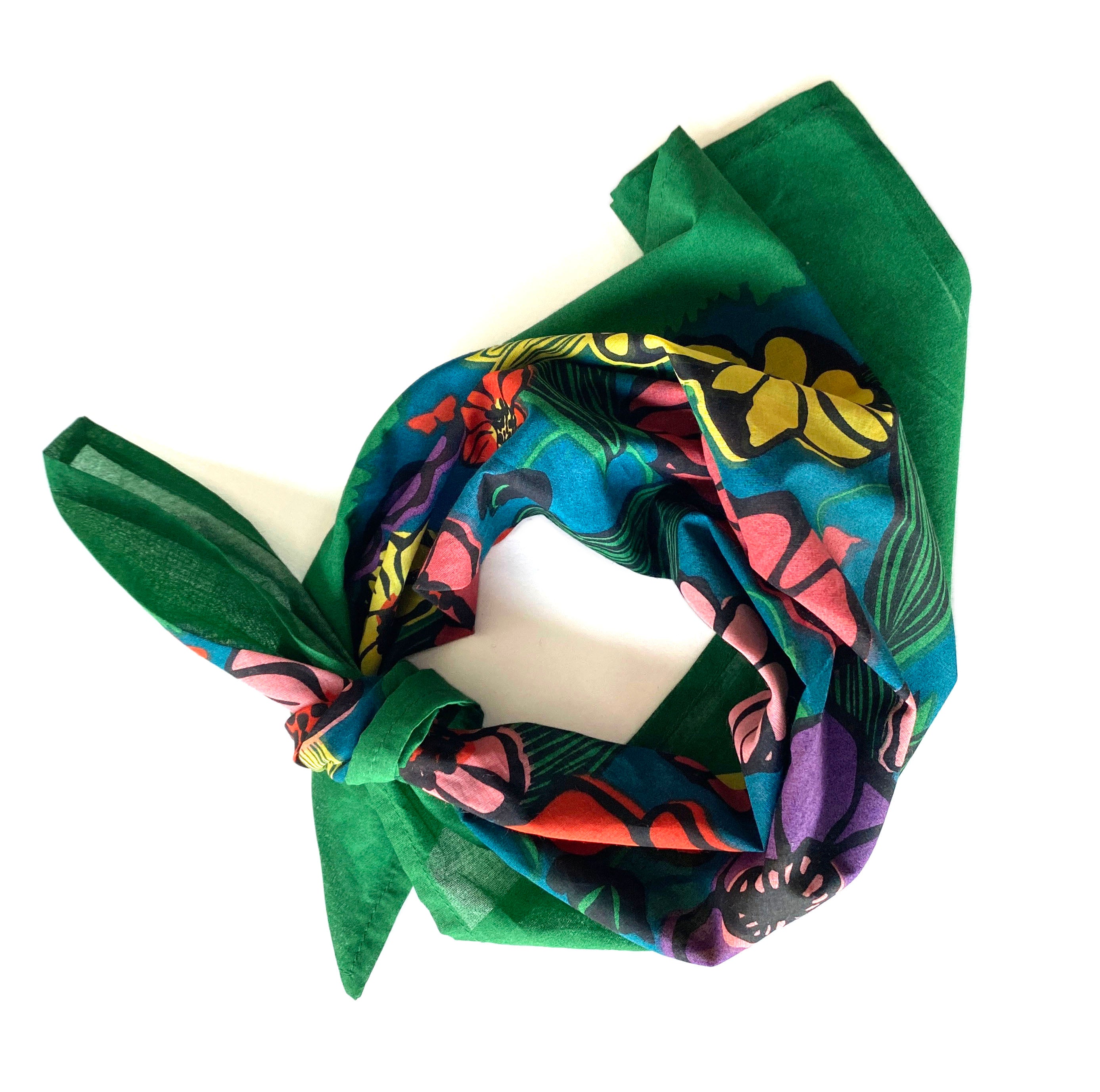tied floral kerchief 