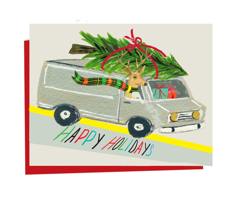 Van holiday illustrated cards front